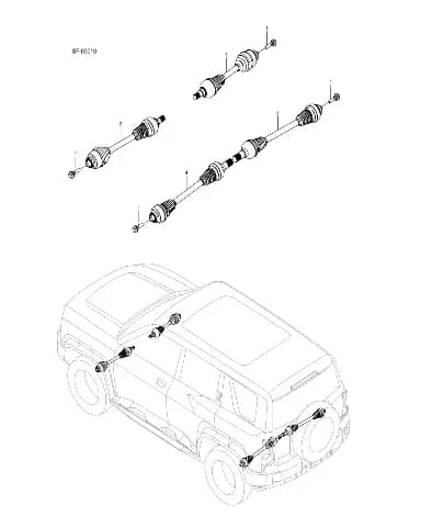 Правый передний трансмиссия полукруглый вал в сборе BYD LEOPARD 5 2025 (Fang Chengbao SFHB-30 type) 13784169-00