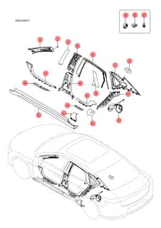 Верхняя накладка правой стойки A в сборе, цвет Dark Black 5 BYD HAN 2022 (Chinese DM-i) 12824026-00