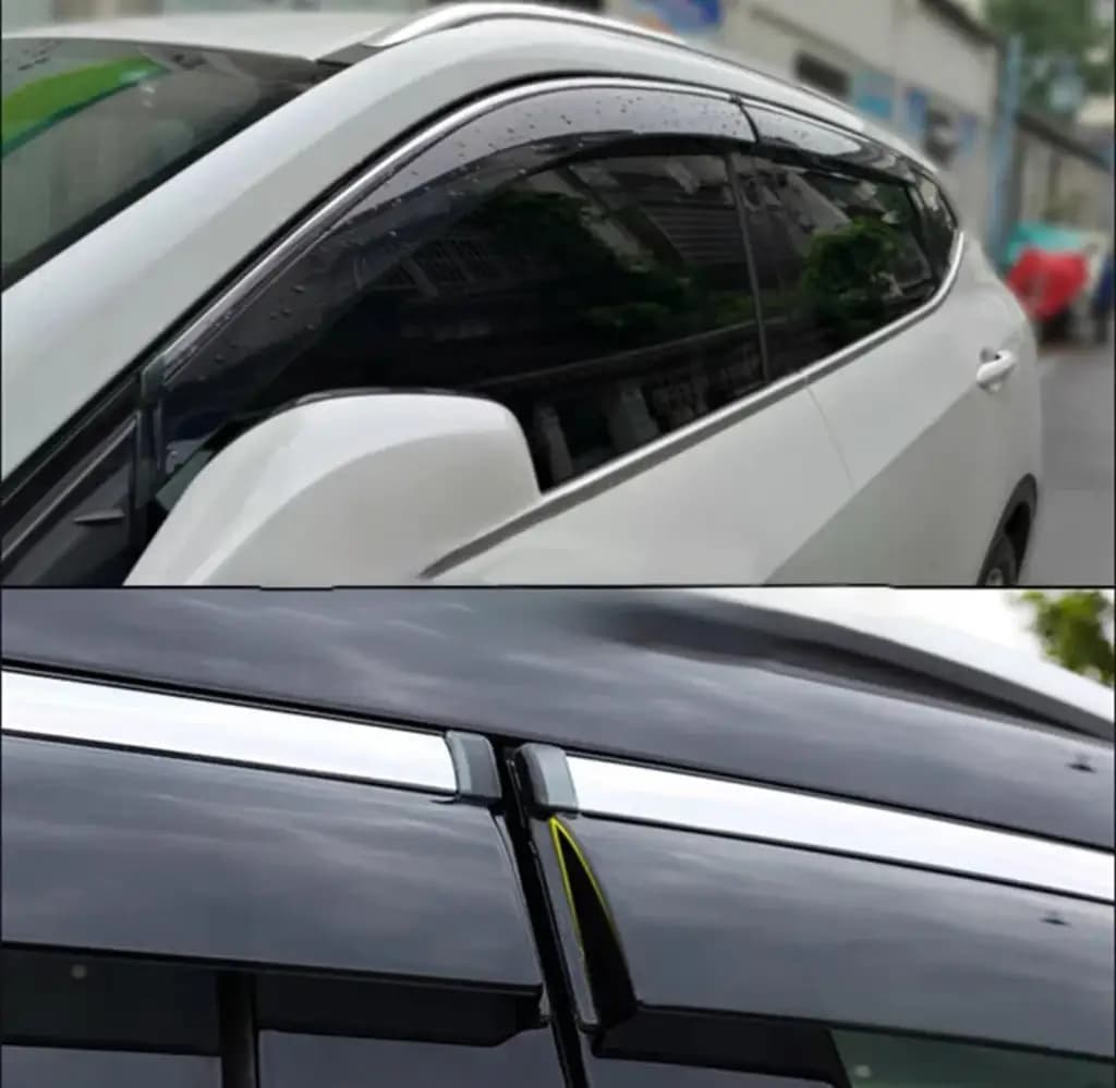 Ветровики, дефлекторы BYD Tang Ev, прозрачные с хромом