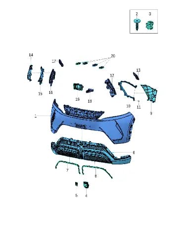 Правый кронштейн переднего бампера на BYD Yuan Plus 14283140-00