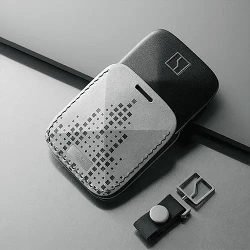 Оригинальный чехол для смарт ключа Zeekr, из кожи, синего белого цвета