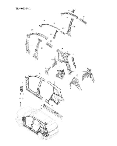 Composite structural усиление на верхний секция правый B-стойка для BYD Tang L DM, 15313850-00