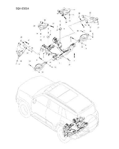 Задний подвеска левый нижний рычаг в сборе на BYD Leopard 8 13995256-00