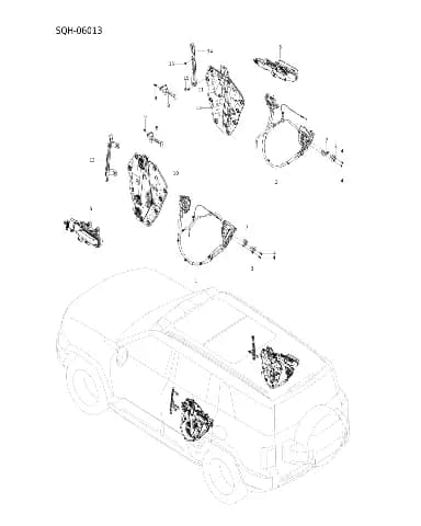 Задняя левая дверь замок кузов в сборе на BYD Leopard 8 14035416-00