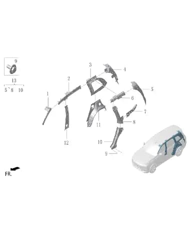 Strengning пластина на левый боковой C-стойка для Lixiang L7, X03-90000112