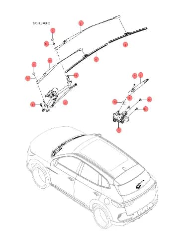 Приводная система стеклоочистителя переднего стекла в сборе для BYD Song DM-i 2024, 12681098-00