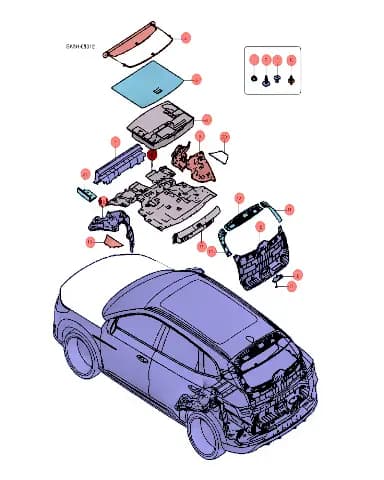 Крышка шторки в сборе для BYD Song DM-i 2024, 13078283-00