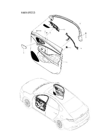 Кронштейн ручки передней правой двери в сборе для BYD Seal 05, 15075539-00