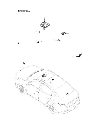 Передний салонный плафон в сборе, серый Dove для BYD Seal 05, 14209324-00