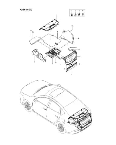Правый багажный отсек крышка в сборе для BYD Seal 05, 14828340-00