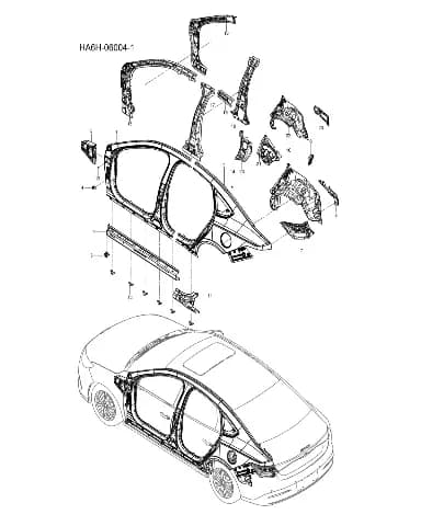 Правый B-стойка внутренний панель в сборе для BYD Seal 05, 18299118-00