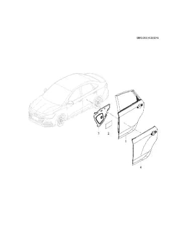 Задняя боковая дверь для Chevrolet Monza, 26383420