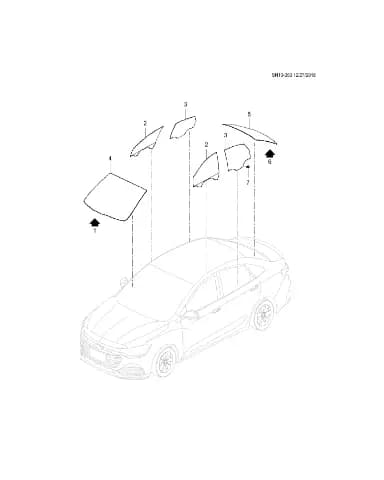 Переднее окно двери для Chevrolet Monza, 26489494