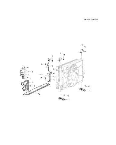 Верхний кронштейн радиатора для Chevrolet Monza, 26256214