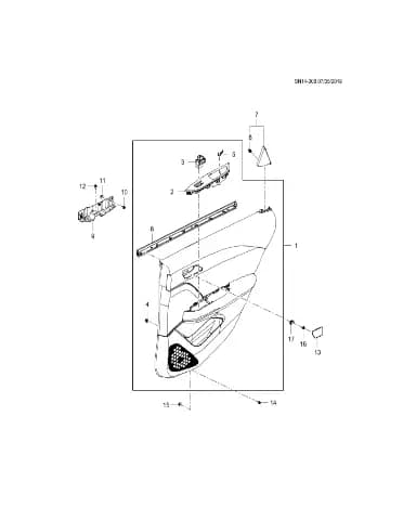 Кронштейн паза подлокотника задней двери для Chevrolet Monza, 26228591