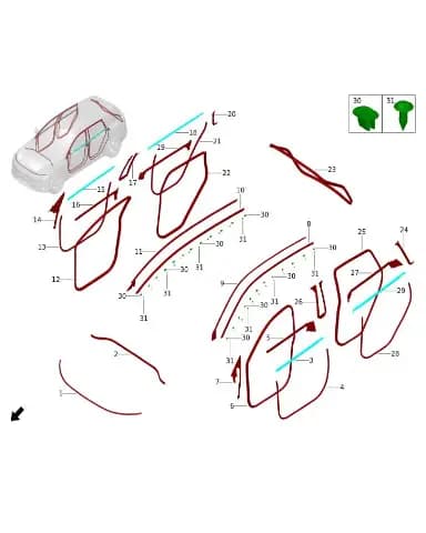 Уплотнительная полоса двери задней левой для Leapmotor C11, 6502441-CA02