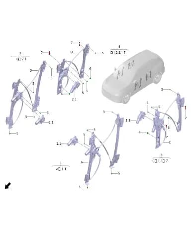 Механизм стеклоподъемника задней левой двери для Leapmotor C11, 6503210-CM01
