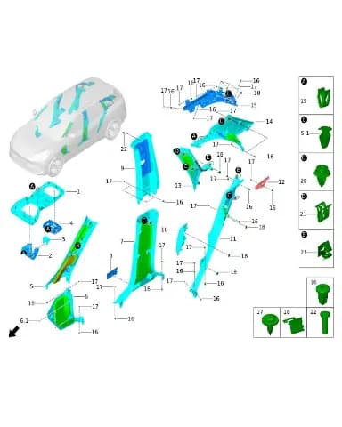 Крышка замка сиденья правая для Leapmotor C11, 5410344-LC01