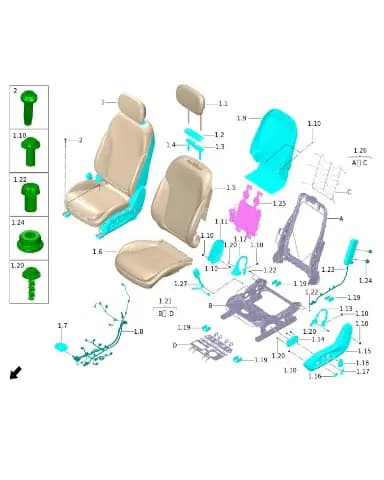 Передний направляющий втулок подголовника - свободный конец для Leapmotor C11, 5810608-LD11
