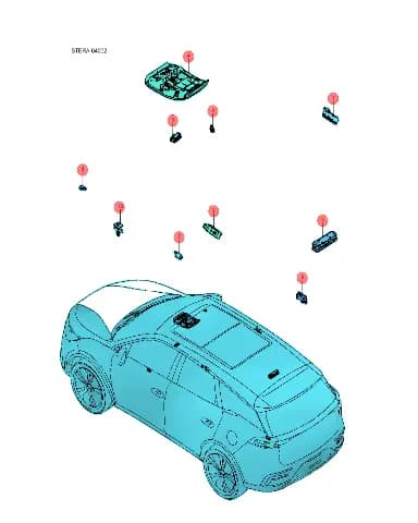 Левый задний салонный плафон в сборе темно-черный для BYD Tang EV 2022, 14113159-00