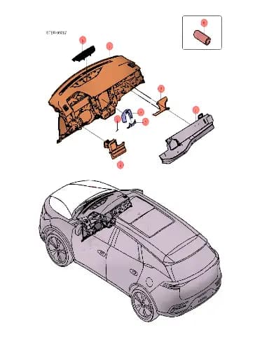 Правый воздуховод панели приборов для BYD Tang EV 2022, 13007885-00