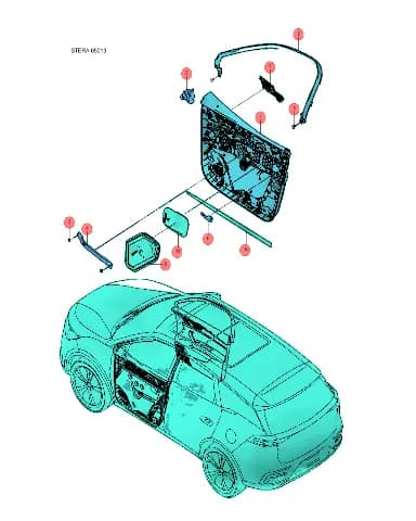 Накладка передней левой двери в сборе, туманно-серый для BYD Tang EV 2022, 14598801-00