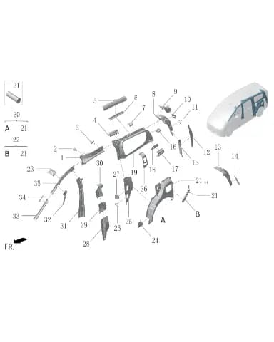 Усиливающая пластина на левой задней стойке кузова для Lixiang MEGA 2024, W01-90000058