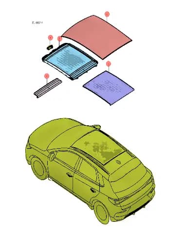Стеклянный элемент для BYD E2 2024, 12953628-00