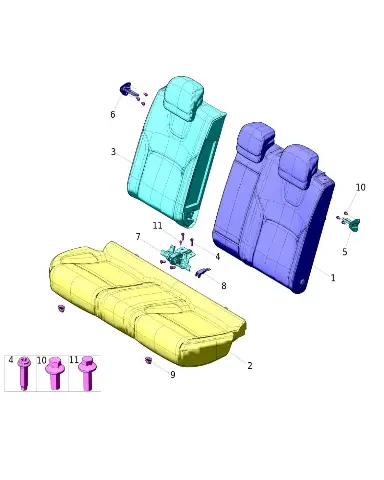 Спинка сиденья заднего правого в сборе для AITO M5, 7305400-RK01-K207