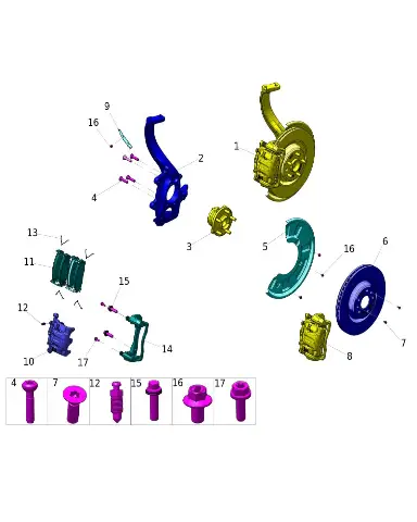 Тормозной механизм передний правый в сборе для AITO M5, 3501200-RA04