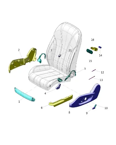 Компоненты передней боковой панели сиденья для AITO M7, 6800410-SY01-BK08