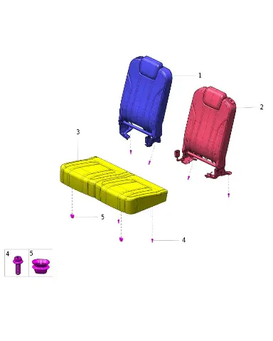 Спинка сиденья третьего ряда левая в сборе для AITO M7, 7100500-SY01-K264