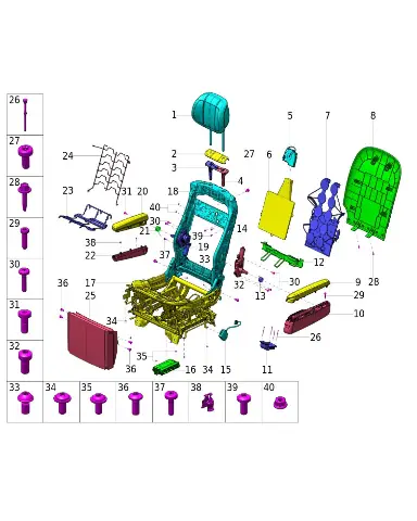 Винты крепления задней панели спинки сиденья для AITO M9 2025, 7200155-RL01