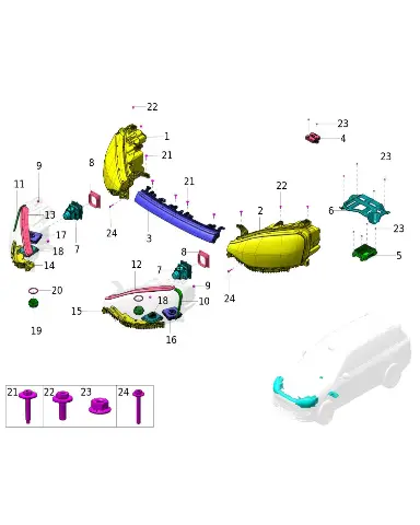 Правый блок управления фарой для AITO M9 2025, 4121026-RL02