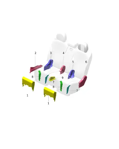 Внутренняя накладка сиденья второго ряда для AITO M9 2025, 7307059-RL01-BK08
