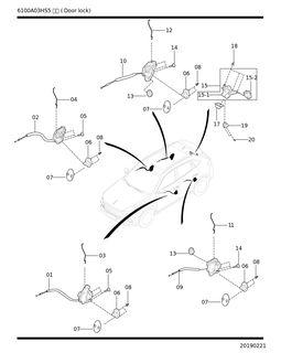 Замок передней левой двери в сборе на HONGQI HS5 6105115DD01