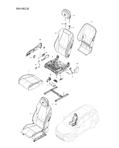 Обивка и наполнитель подушки сиденья пассажира алая для BYD Tang L DM 2025, 18422431-00
