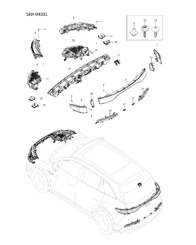 Габаритный фонарь правый передний центральный для BYD Tang L DM, 14695025-00