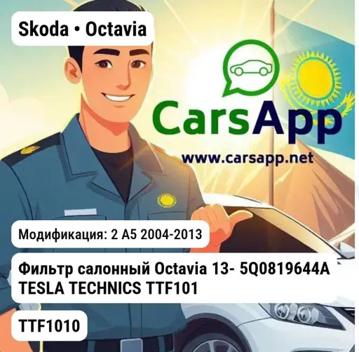 Volkswagen Passat B7 2010-2015 Фильтр салонный Octavia 13- 5Q0819644A TESLA TECHNICS TTF1010