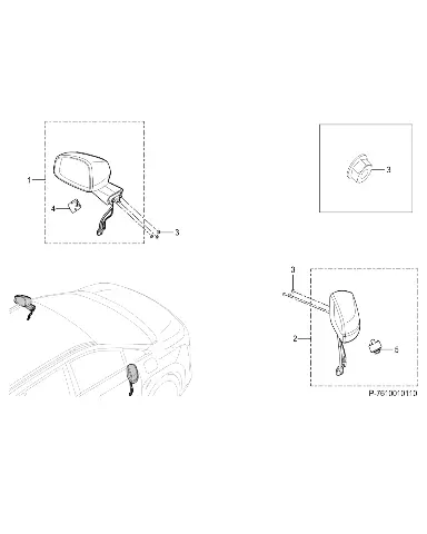 Правое боковое зеркало для GAC AION Y Plus, 7610002AVN2200B90
