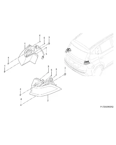 Правый задний комбинированный фонарь для GAC AION Y Plus, 7305002AVN0400
