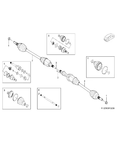 Левый передний приводной вал для GAC AION Y Plus, 3210001AVN1001