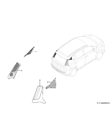 Правая задняя накладка стойки D для GAC AION Y Plus, 7180652AVN0000B43