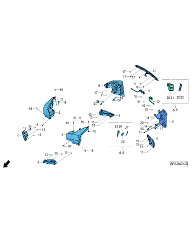 Левый декоративный элемент заднего фонаря для GAC GS8, 7305001CADS020