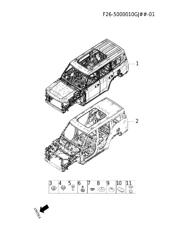 Кузов в сборе с электрофорезным покрытием для JETOUR T2, F26-5000010GJBJ-DY