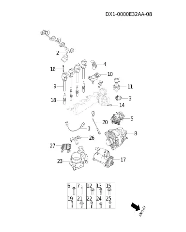 Болт фланцевый шестигранный M8×110 для JETOUR T2, FQ18408110TF36