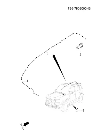 Кабель-удлинитель антенны, позиция 1, для JETOUR T2, F26-7903015FL