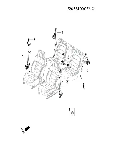 Ремень безопасности правый передний для JETOUR T2, F26-5811020DD