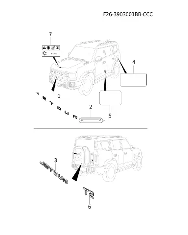 Наклейка с параметрами автомобиля для JETOUR T2, B11-5300601BB