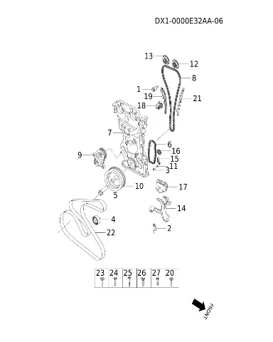 Болт подвижной направляющей двигателя 1.6VVT для JETOUR T2, E4G16-1007071
